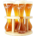 نظارات بيرة زجاجية مخصصة مع قاعدة خشبية